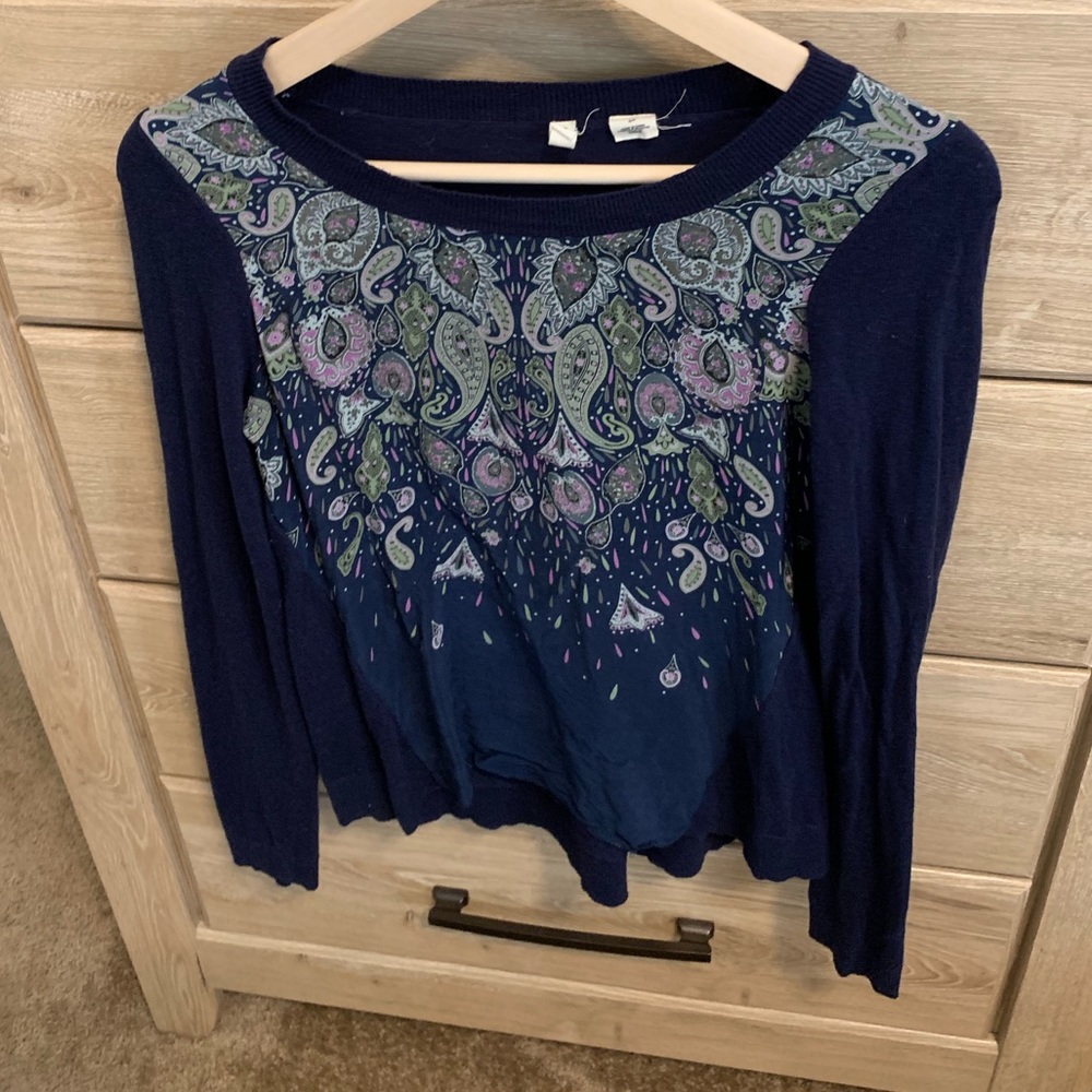 Anthropologie Small Paisley Print Sweater